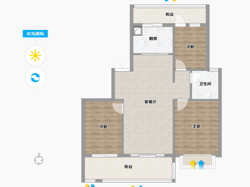 山东省-烟台市-宏锦万花城-90.00-户型库-采光通风