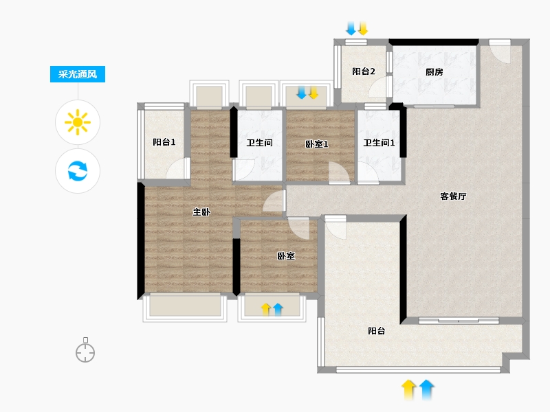 广东省-云浮市-翰林春天-120.00-户型库-采光通风