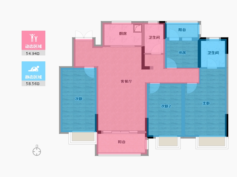 安徽省-安庆市-高速时代公馆-103.00-户型库-动静分区