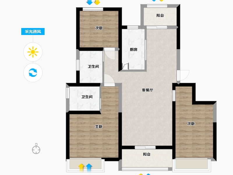 河南省-新乡市-东哲中南府-93.00-户型库-采光通风