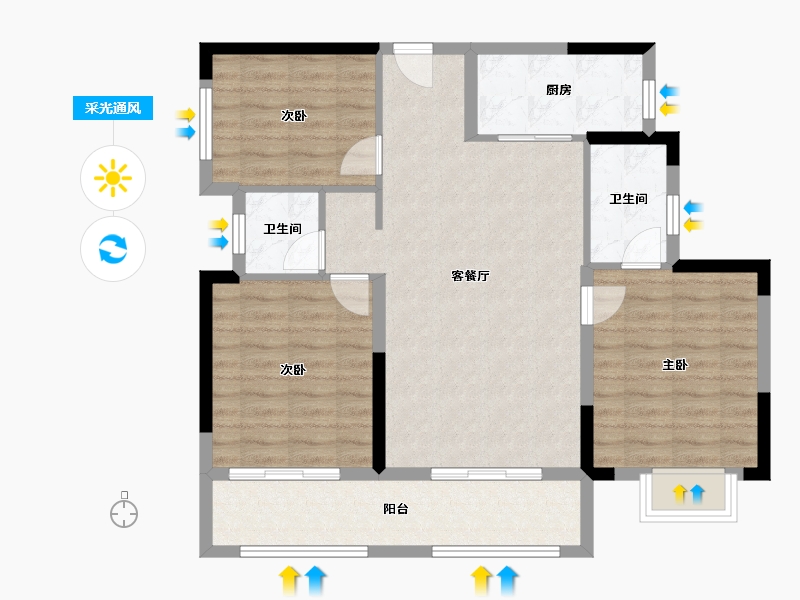 湖南省-岳阳市-中建·嘉和城-100.00-户型库-采光通风