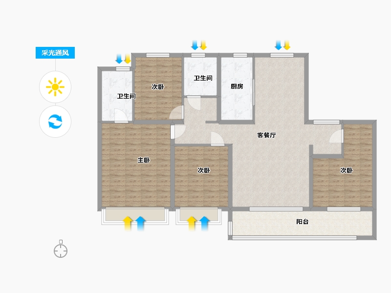 山东省-济宁市-滨河府-143.00-户型库-采光通风