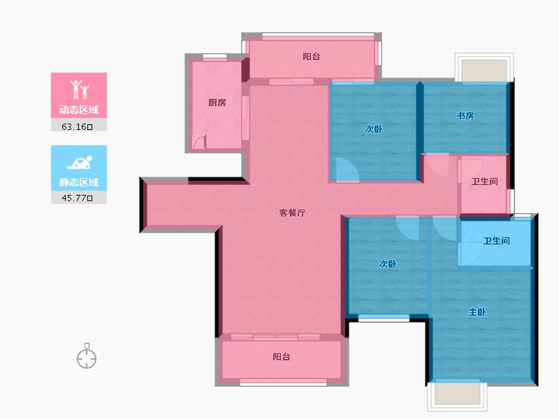 湖南省-长沙市-通号岭绣苑-129.00-户型库-动静分区