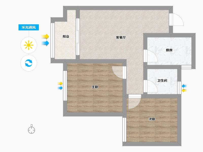 山东省-青岛市-海怡新城-65.00-户型库-采光通风