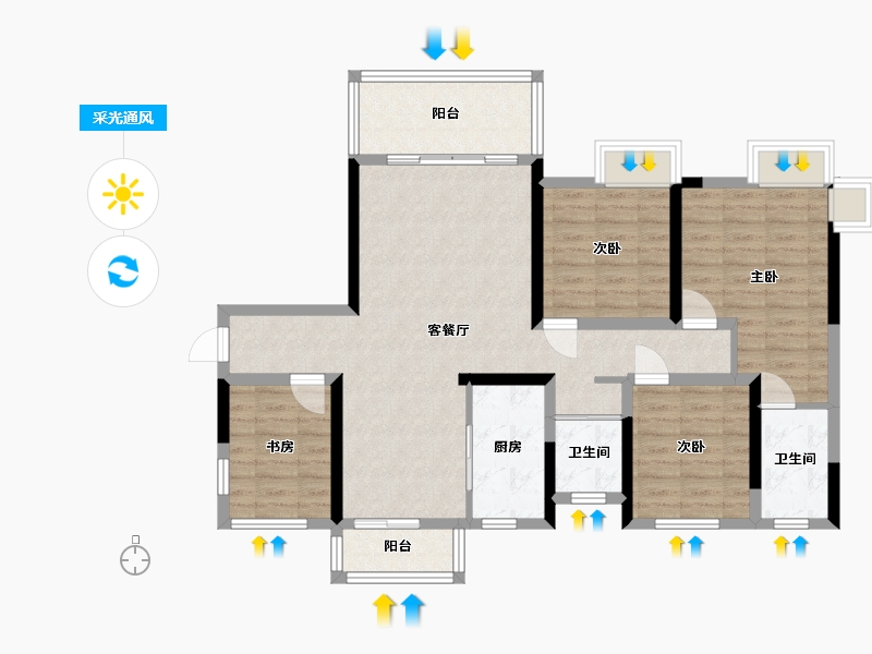 湖南省-长沙市-润和山水郡-90.00-户型库-采光通风