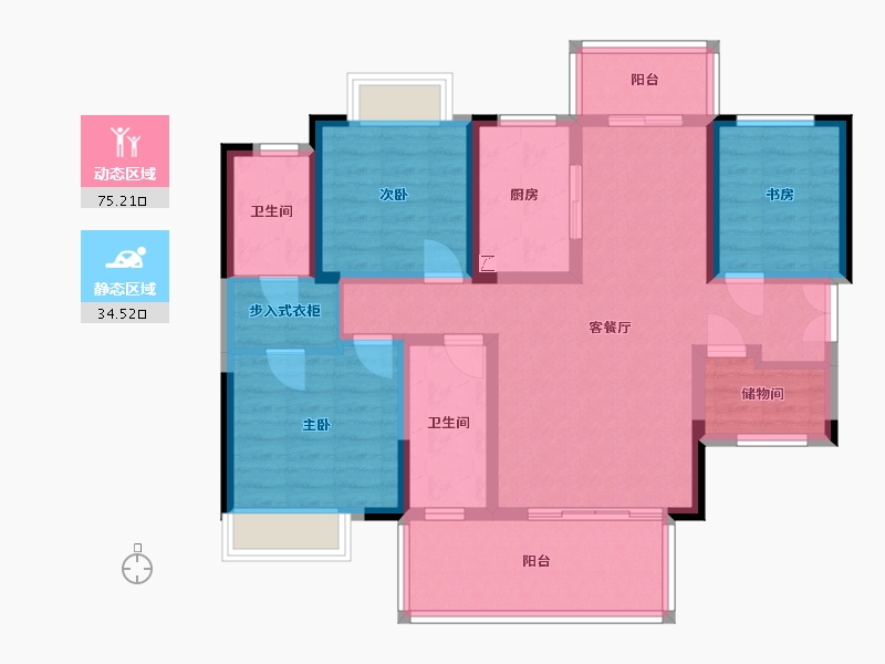 湖南省-长沙市-大汉月亮河畔-120.00-户型库-动静分区