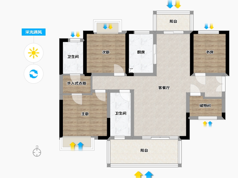 湖南省-长沙市-大汉月亮河畔-120.00-户型库-采光通风