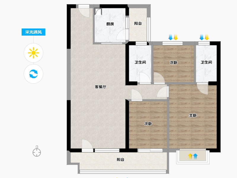 辽宁省-沈阳市-碧桂园大城印象-100.00-户型库-采光通风