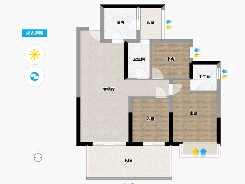 广西壮族自治区-南宁市-锦悦江南-75.00-户型库-采光通风