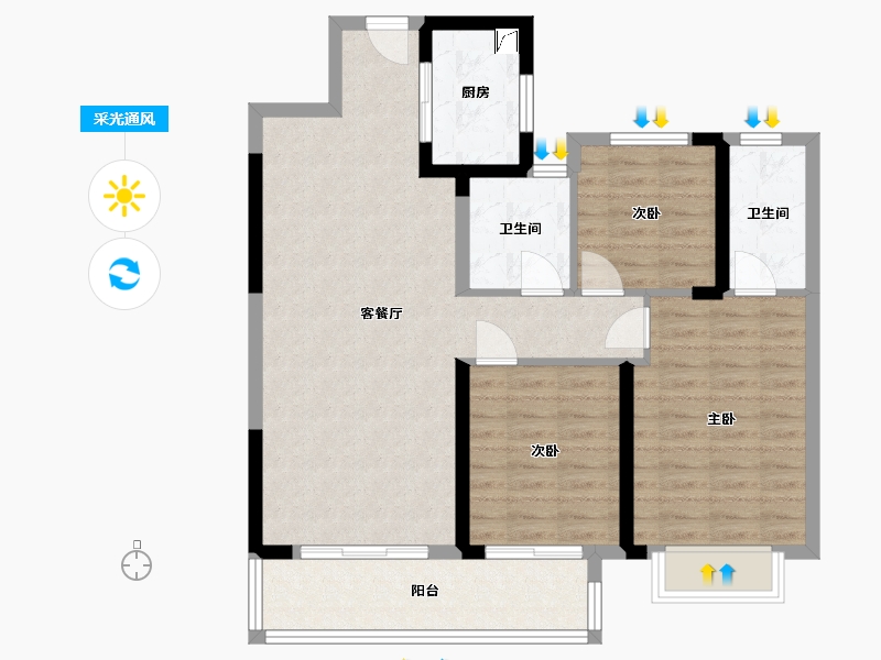 湖南省-长沙市-大汉汉府-100.00-户型库-采光通风