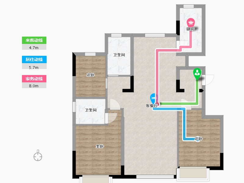 辽宁省-沈阳市-恒大盛京珺庭-90.00-户型库-动静线