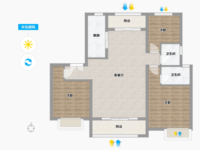 河北省-廊坊市-御东珺璟-110.00-户型库-采光通风