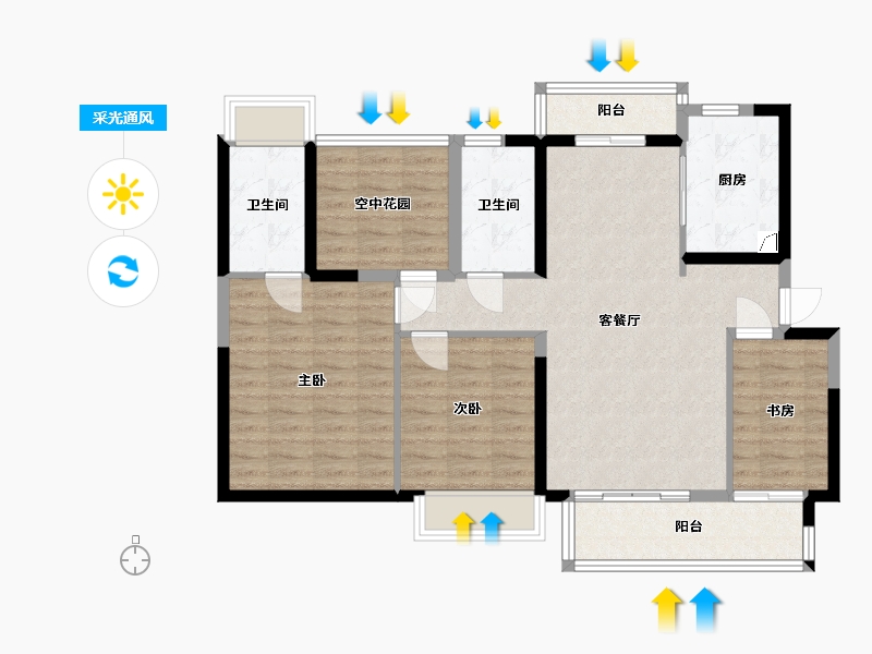 广东省-江门市-怡福东华名岸-99.60-户型库-采光通风