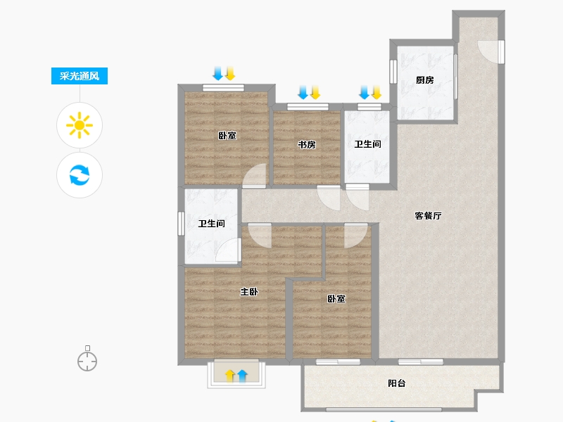 陕西省-铜川市-中骏世界城-120.00-户型库-采光通风