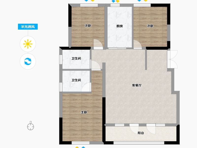 宁夏回族自治区-银川市-文宸府-109.00-户型库-采光通风