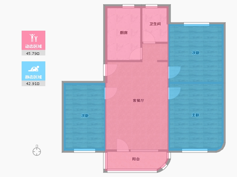 上海-上海市-蓝天新村-78.40-户型库-动静分区