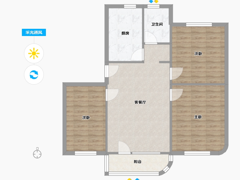 上海-上海市-蓝天新村-78.40-户型库-采光通风