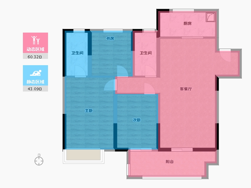 安徽省-淮北市-淮海绿地21城-92.00-户型库-动静分区