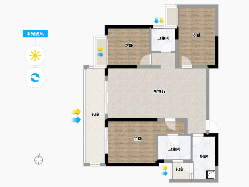 四川省-成都市-新希望锦麟府-93.00-户型库-采光通风