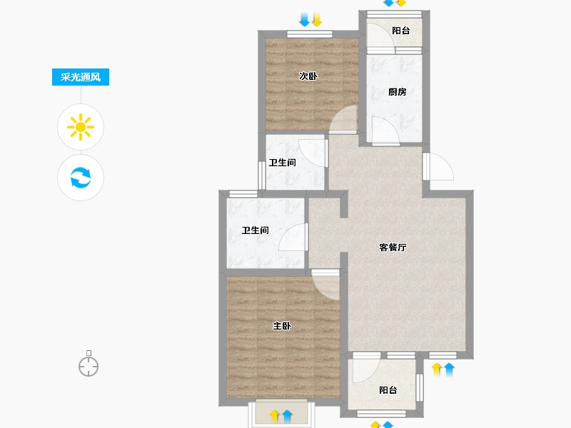 上海-上海市-枫岸华庭-78.00-户型库-采光通风