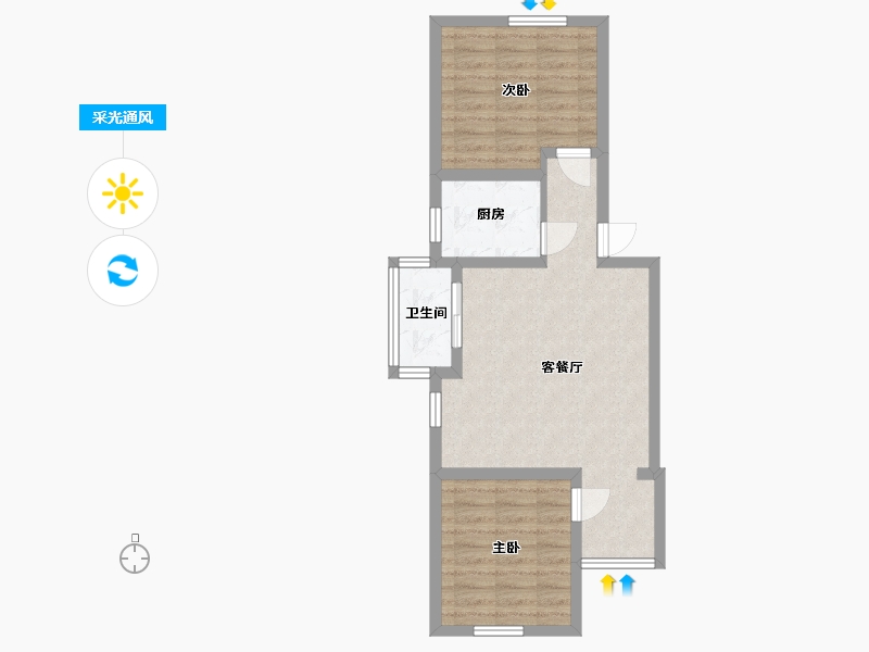 北京-北京市-玉桥南里26号楼-78.45-户型库-采光通风