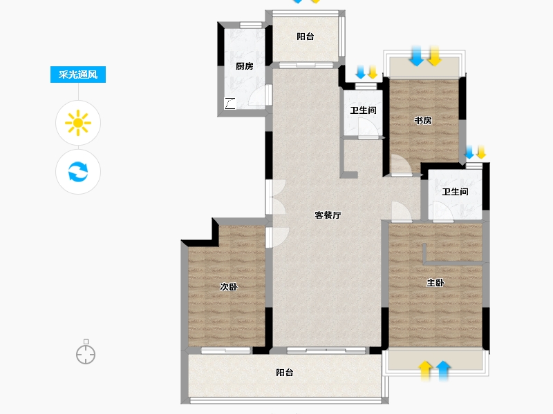 江苏省-南通市-海安万达海之心-107.00-户型库-采光通风