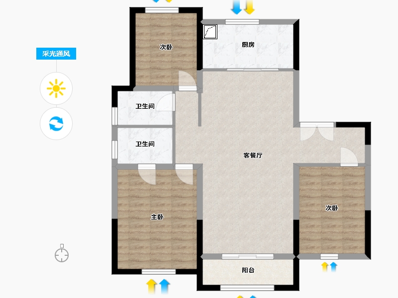 宁夏回族自治区-银川市-铂悦公馆-108.00-户型库-采光通风