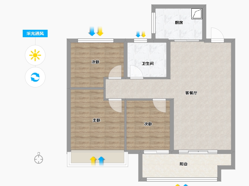 山东省-泰安市-宏尚江山里-85.00-户型库-采光通风