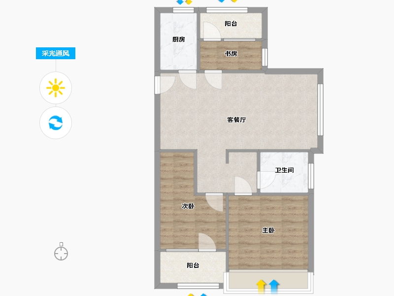 山东省-烟台市-天泰学府-71.00-户型库-采光通风