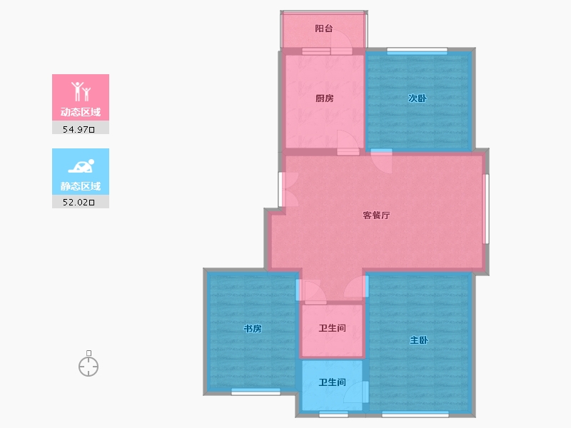 内蒙古自治区-呼伦贝尔市-瑞景庭院-98.93-户型库-动静分区