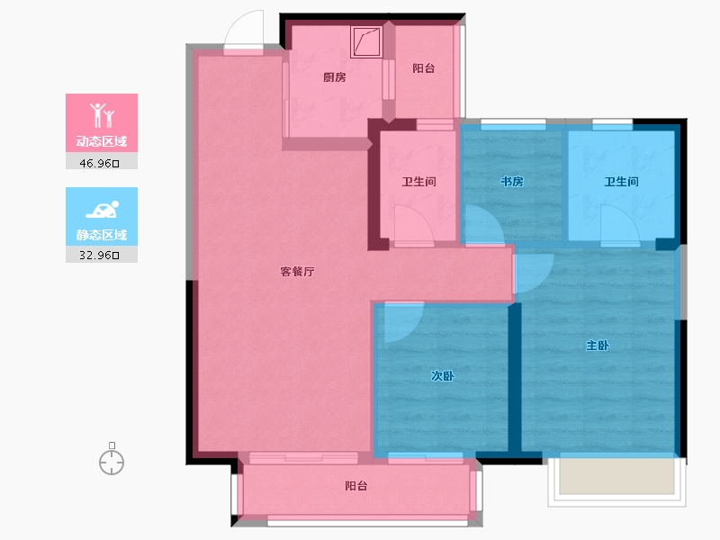 浙江省-杭州市-牧云里-76.00-户型库-动静分区