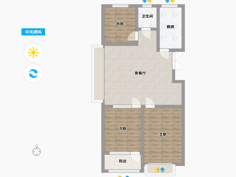 山东省-潍坊市-恒信凤栖桃源-85.84-户型库-采光通风