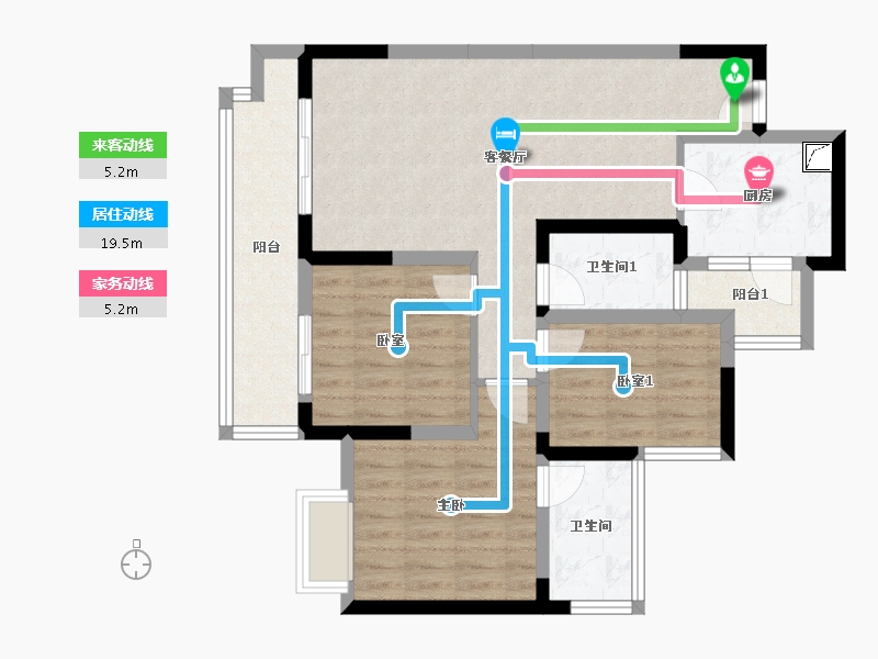 四川省-成都市-凯德世纪名邸-87.23-户型库-动静线