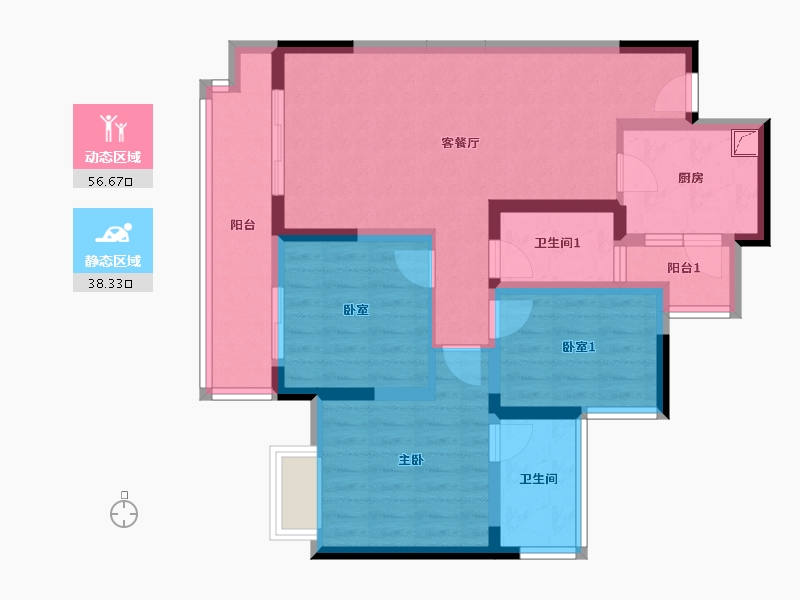 四川省-成都市-凯德世纪名邸-87.23-户型库-动静分区