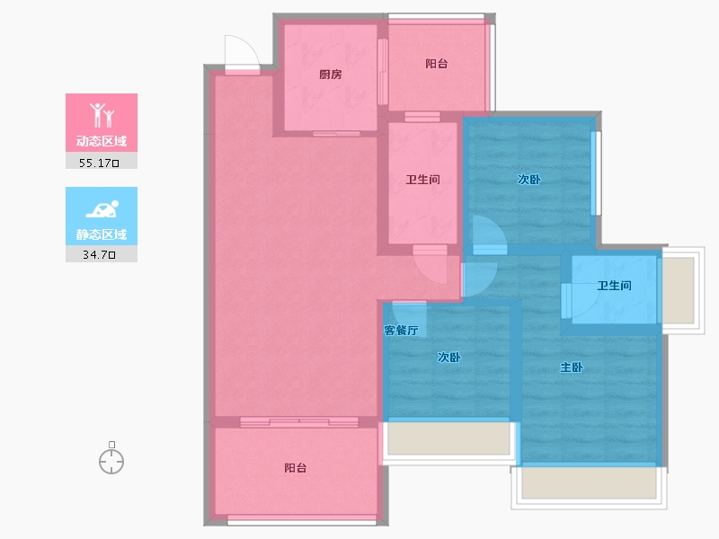 四川省-绵阳市-三汇四季公园-75.56-户型库-动静分区