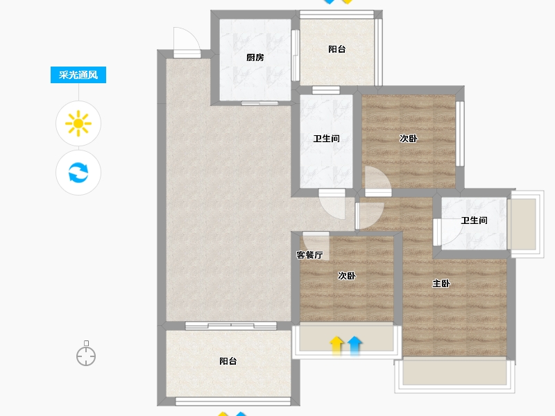 四川省-绵阳市-三汇四季公园-75.56-户型库-采光通风