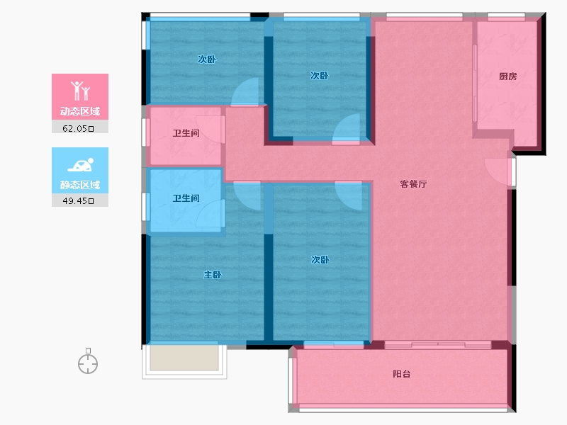 福建省-福州市-龙湖云峰原著-110.00-户型库-动静分区