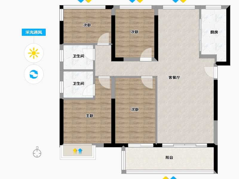 福建省-福州市-龙湖云峰原著-110.00-户型库-采光通风