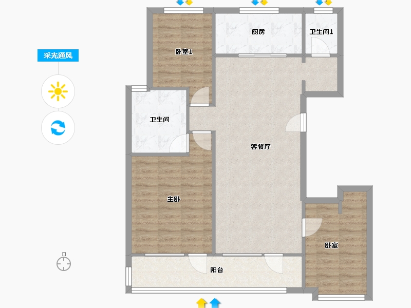 山东省-济南市-万科龙湖紫郡-140.00-户型库-采光通风