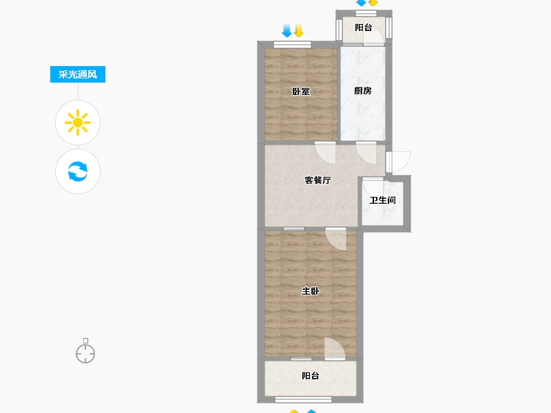 山东省-青岛市-宁夏路20号4单元201-56.00-户型库-采光通风