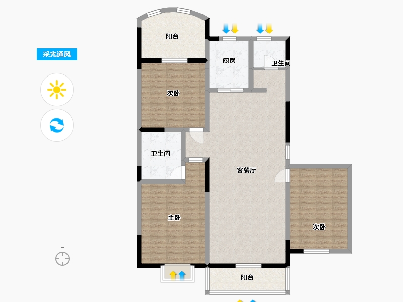 河南省-洛阳市-兴华苑-128.30-户型库-采光通风