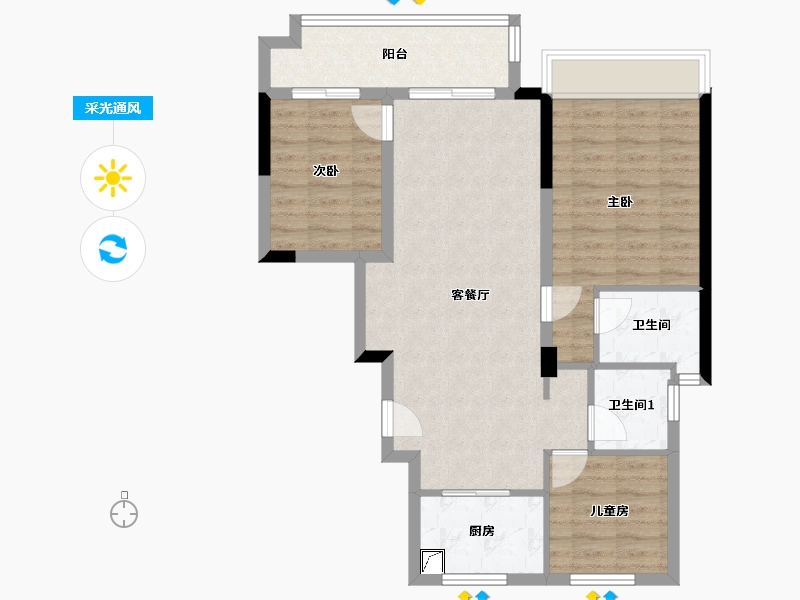 浙江省-嘉兴市-吉翔·欣隆府-78.40-户型库-采光通风