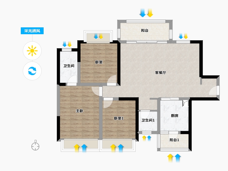 四川省-成都市-领地悦府-96.40-户型库-采光通风