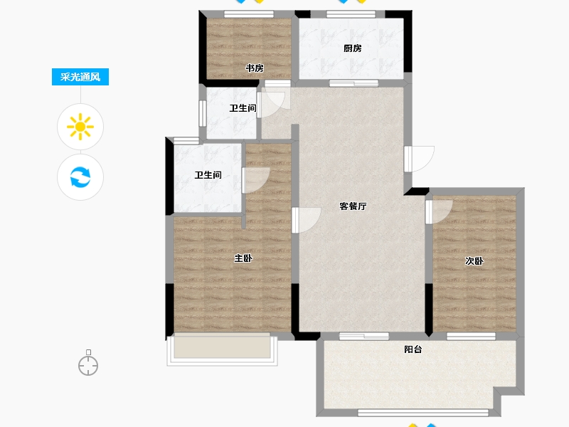 安徽省-铜陵市-吾悦华府-100.00-户型库-采光通风