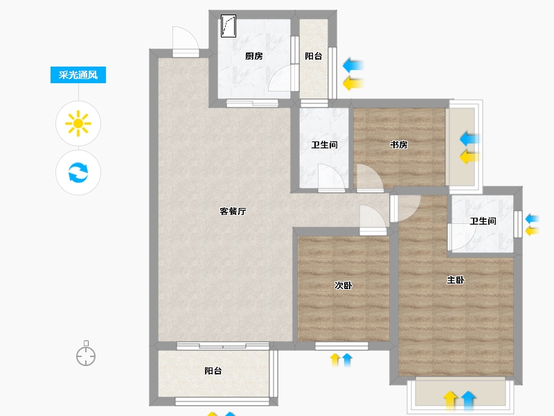 贵州省-贵阳市-中梁壹号-79.00-户型库-采光通风