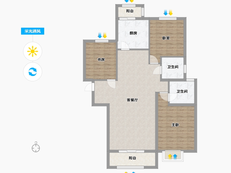 山东省-济南市-福泰・新都城-113.00-户型库-采光通风