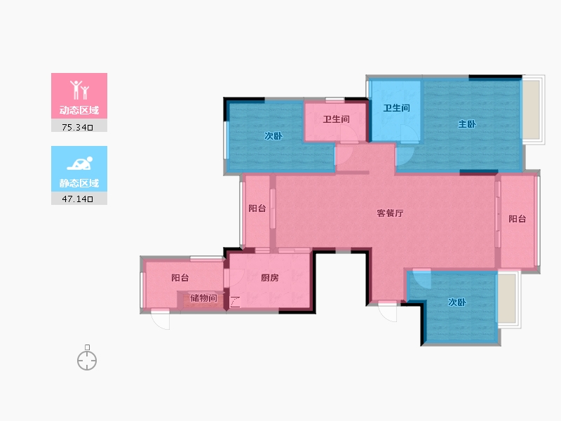 湖北省-黄石市-万达华府-109.00-户型库-动静分区