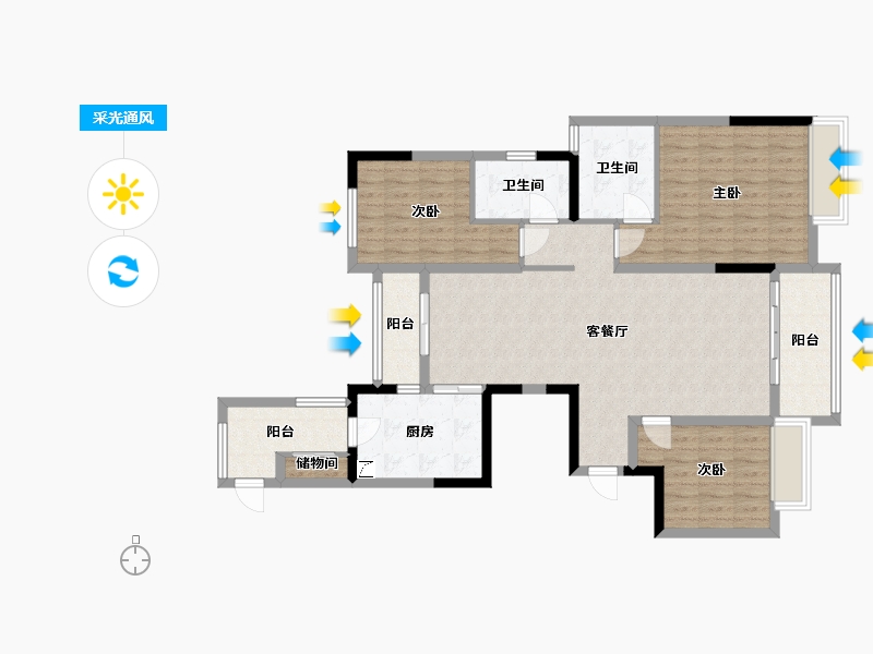 湖北省-黄石市-万达华府-109.00-户型库-采光通风