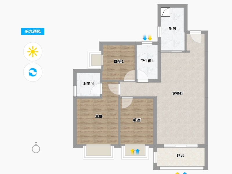 广东省-东莞市-虎门君悦东方-80.00-户型库-采光通风