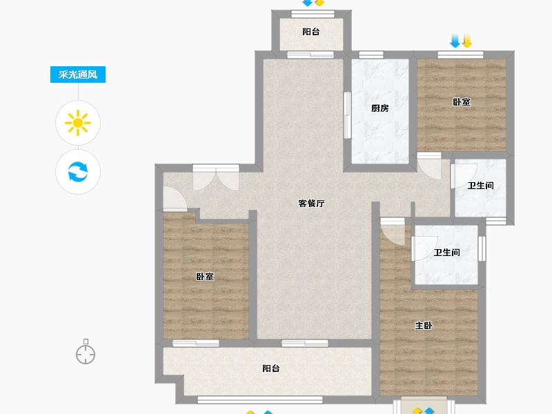 陕西省-铜川市-大唐养生小镇-103.00-户型库-采光通风